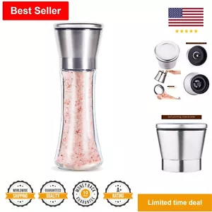 Manual Glass Salt Pepper Grinder - Stainless Steel Top - 7.5" - Silver - Picture 1 of 10