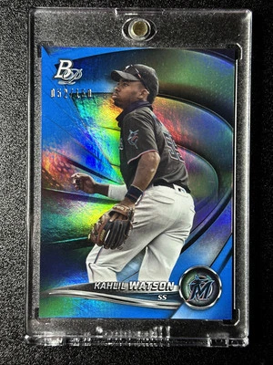 2022 Bowman Platinum - Top Prospects Kahlil Watson #TOP-98 Blue /150 (RC) Miami - Image 1 of 4