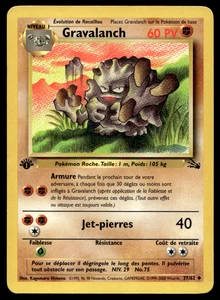 French Pokémon Gravalanch 37/62 1st Edition Fossil MP - Picture 1 of 2