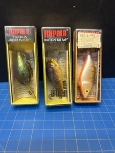VTG LOT 3 RAPALA FAT RAP RATTLIN’ SILVER PLATED LURES CRANKBAITS RETIRED NOS NEW - Picture 1 of 5