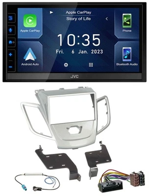 JVC DAB Bluetooth MP3 USB 2DIN Autoradio für Ford Fiesta 2010-2017 silber - Bild 1 von 4