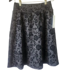 Gonna nera floreale broccato velluto burnout svasata lunghezza ginocchio taglia small Joe B NUOVA - Foto 1 di 9