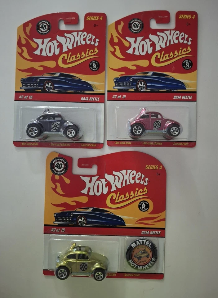LOT [3] CARDED 2008 HOT WHEELS SERIES 4 CLASSICS VW BAJA BUG 3/5 COLORS - image 1 of 4