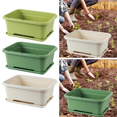 Flower Box Rectangular Porch Planting Tool Indoor Outdoor Vegetable Planter - Image 1 of 2