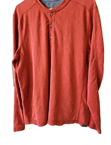 Camicia Eddie Bauer Henley uomo media rossa misto cotone Heritage Wash Performance - Foto 1 di 6