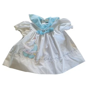 Vestido Vintage Nannette Bebé Niña 12 Meses Velero Bordado Azul Estilo Marinero - Imagen 1 de 11