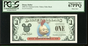 $1 2005 Disney Dollar Chicken Little Walt Disney Store Money Banknote, PCGS 67 - Picture 1 of 6