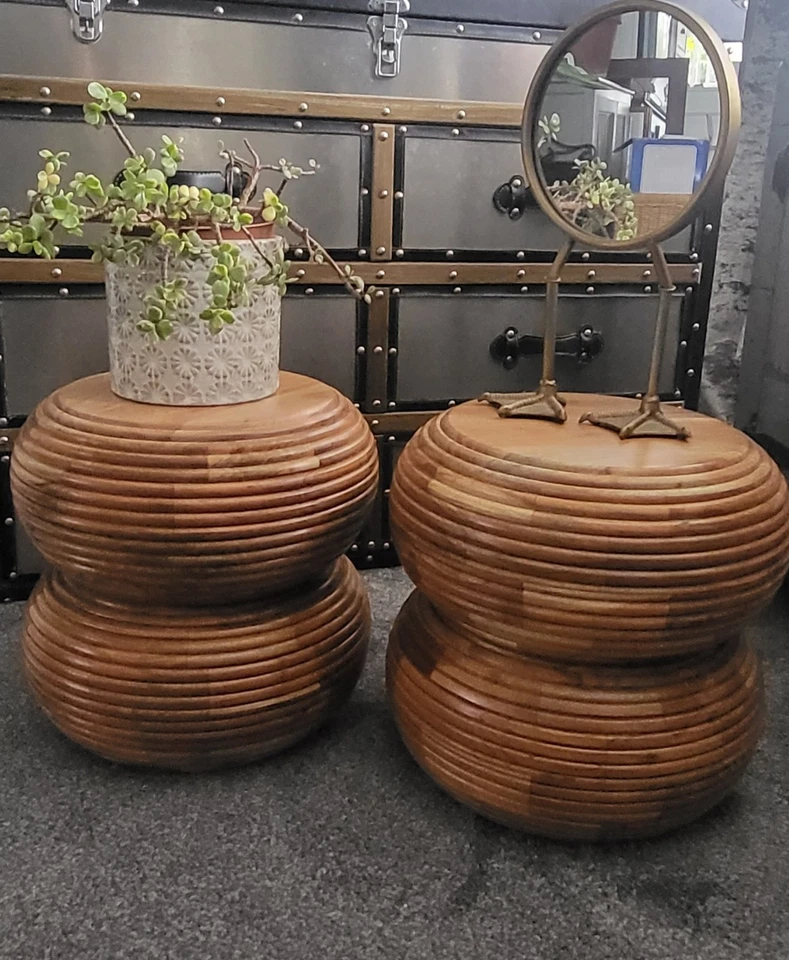 pair of Kyra Totem Mangowood Side Tables - Image 1 of 4