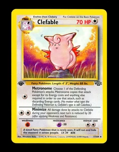 Pokemon Clefable Jungle Set 1999 primera edición rara tarjeta no holo 17/64 WotC como nueva - Imagen 1 de 2