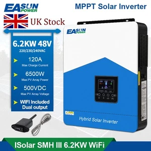 6,2 kW Solar Grid Inverter MPPT 48 V 120 A Controller Wifi Dual Output UK Stock - Bild 1 von 14