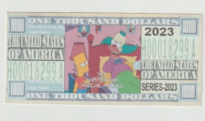 2023 Simpsons Krusty The clown and Bill of Rights $1000 Hard feel Novelty Bill . - Image 1 of 2