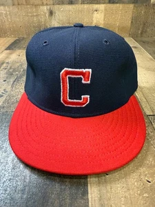Vintage Cleveland Indians New Era Pro Model USA 7 1/4 70's 80's NOS Wool Navy - Picture 1 of 13