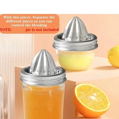Stainless Steel Manual Citrus Juicer Mason Jar Lid Dishwasher Safe Kitchen Tool - Image 1 of 4