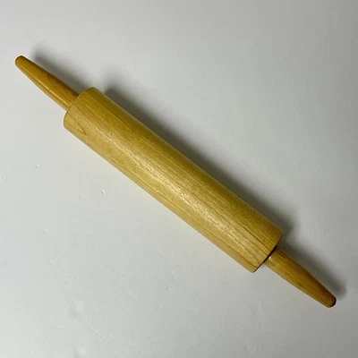 Natural Wood Rolling Pin Spinning Handles Well Balanced Baking Dough Kitchen - Image 1 of 4