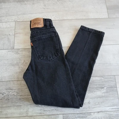 Levi Strauss & Co. 614 Slim Fit черный джинсовой ткани джинсы детский размер 14 винтажный сделано в США - Изображение 1 из 4