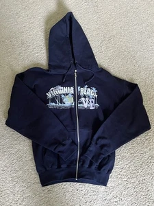 Women’s Virginia Beach VB Zip-Up Hoodie Yoffe Medium Navy Blue - Picture 1 of 4
