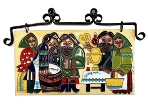 Vintage Soviet Era Russian Folk Art Enamel Wall Hanging Beriozka Style Samovar - Picture 1 of 21