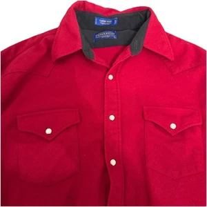 Pendleton Canyon Pearl Snap Western rot Flanell waschbar Wolle Hemd Large - Bild 1 von 8