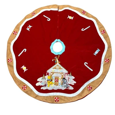 Disney Winnie the Pooh Christmas Tree Skirt Red Gingerbread Tigger Piglet Eeyore - Image 1 of 4