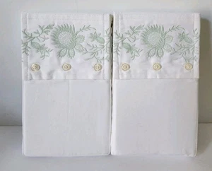 2 fundas europeas bordadas Ralph Lauren Eloise Studio verde menta blanco algodón nuevas  - Imagen 1 de 13