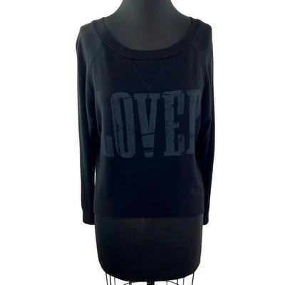Haute Hippie LOVER Sweatshirt Black Long Sleeve Graphic Print Crewneck Size XS - Image 1 of 4