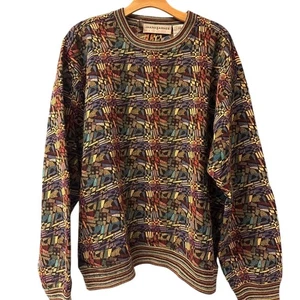 Jhane Barnes Menswear XL Wool Blend Textured Knit Sweater Abstract Pattern - Picture 1 of 6