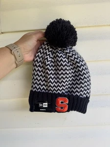 NWT New Era SYRACUSE Orange Women’s Chevron Cuff Knit Winter Hat Beanie W/ Pom - Picture 1 of 10