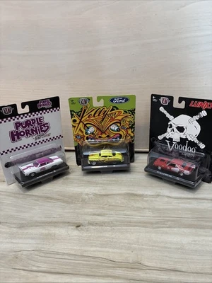 M2 MACHINES 3 LOT PURPLE HORNIES Road Runner Kelly Son Mercury Voodoo Cuda - Image 1 of 4