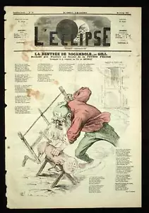 André Gill L'eclipse LE BUCHERON DE LA ROCAMBOLE Caricature de 1869 - Imagen 1 de 1
