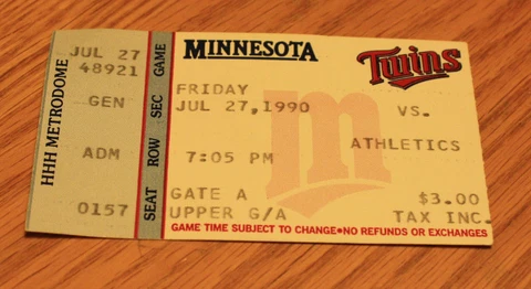 Minnesota Twins Ticket Stub - July 27 1990 - Mark McGwire 143rd Career HR Cover