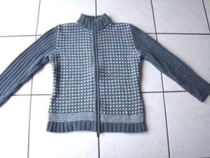 BRAX STRICKjacke Damen S 36 WOLLE Jacke Pullover Pulli grau weiß warm - Bild 1 von 8