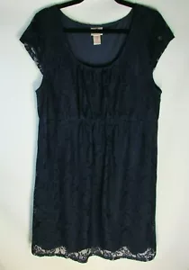 Abito premaman due cuori taglia XL blu navy pizzo elastico in vita lunghezza ginocchio - Foto 1 di 5