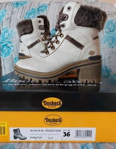 Stivaletti Scarpe Dockers By Gerli Numero 36 Pelle Pelliccia Color Ghiaccio - Foto 1 di 6