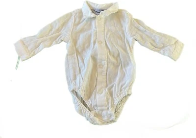 Camisa MAYORAL bebê menino colarinho branco sólido tamanho G/S 1 a 2 meses - Imagem 1 de 3