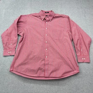 Chaps Shirt Mens 17 1/2 Striped Classic Fit Long Sleeve Wrinkle Free Button Down - Picture 1 of 8