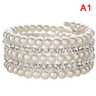 Multilayer Rhinestones Pearl Cuff Bracelets&bangles For Women Adjustab.j6