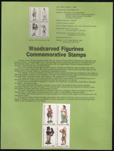 US. SP757. 2240-43. 22c. Woodcarvered Figurines. Souvenir Pages.1986 NO Postmark - Picture 1 of 1