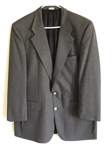 Burberrys Vintage Mens Wool Two Metal Logo Buttons Blazer Gray Jacket Sz L - Picture 1 of 12