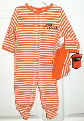Halloween 2 piezas Bebé Pies Dormir con Sombrero Truco o Trato Talla 6 meses NUEVO Foto 1 de 2