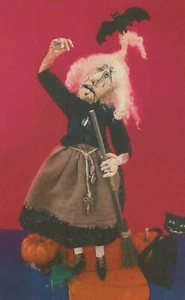 PATTERN Primitive BAT Hair Day WITCH DOLL & Cat - Frowning Francis Folk Art 2004 - Picture 1 of 3