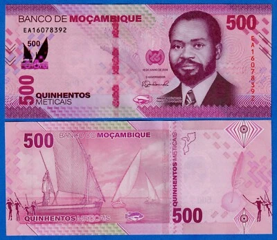 Mozambique 500 Meticais 2024  P-159  UNC Note - Sailing Boats - Image 1 of 3