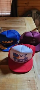 Vintage Urlaubsziele Trucker Snapback Mütze Lot Hawaii Bahamas Las Vegas  - Bild 1 von 4