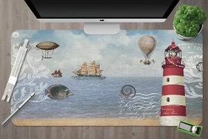 3D Sea Fish Lighthouse Stamp 8 Non-slip Office Desk Mouse Mat Keyboard Game - Picture 1 of 7