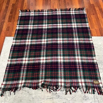 Moffat Weavers Wool Throw Blanket 64X52 Tartan Red Made in Scotland Fringe - Image 1 of 4