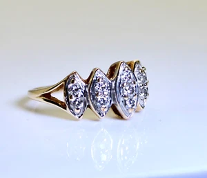 Beautiful & Unique Vintage 10K Gold .33 Ctw Diamond Ladies Accent Ring, s4.75 - Picture 1 of 5