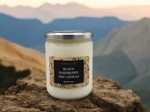 Wood Wick * BLACK RASPBERRY VANILLA * SCENTED Leah's Lite CANDLE * 16oz - Picture 1 of 3