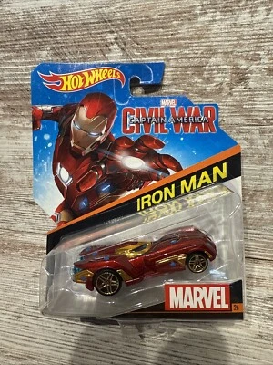 2015 Hot Wheels Character Car #26 MARVEL IRON MAN   CAPTAIN AMERICA CIVIL WAR - Image 1 of 4