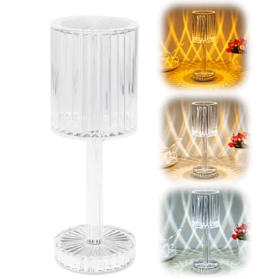 LAMPADA TAVOLO LED RICARICABILE 3 TONALITA' DI LUCE EFFETTO CRISTALLO 1008 - Immagine 1 di 4