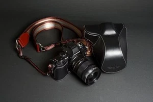 Funda completa de cuero real hecha a mano Genunie para cámara para Olympus OM-D E-M5 EM5 negra - Imagen 1 de 7