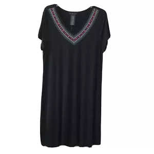 Design History Missy Embroidered V-Neck Dress Women's X-Large, Black - Picture 1 of 8